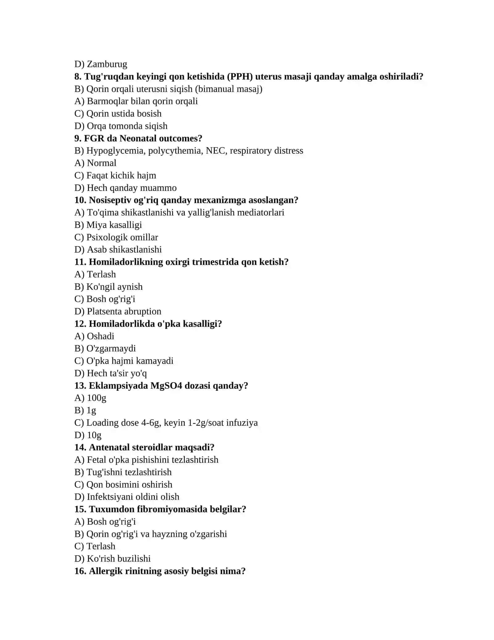 Yangi tibbiyot testlari 2