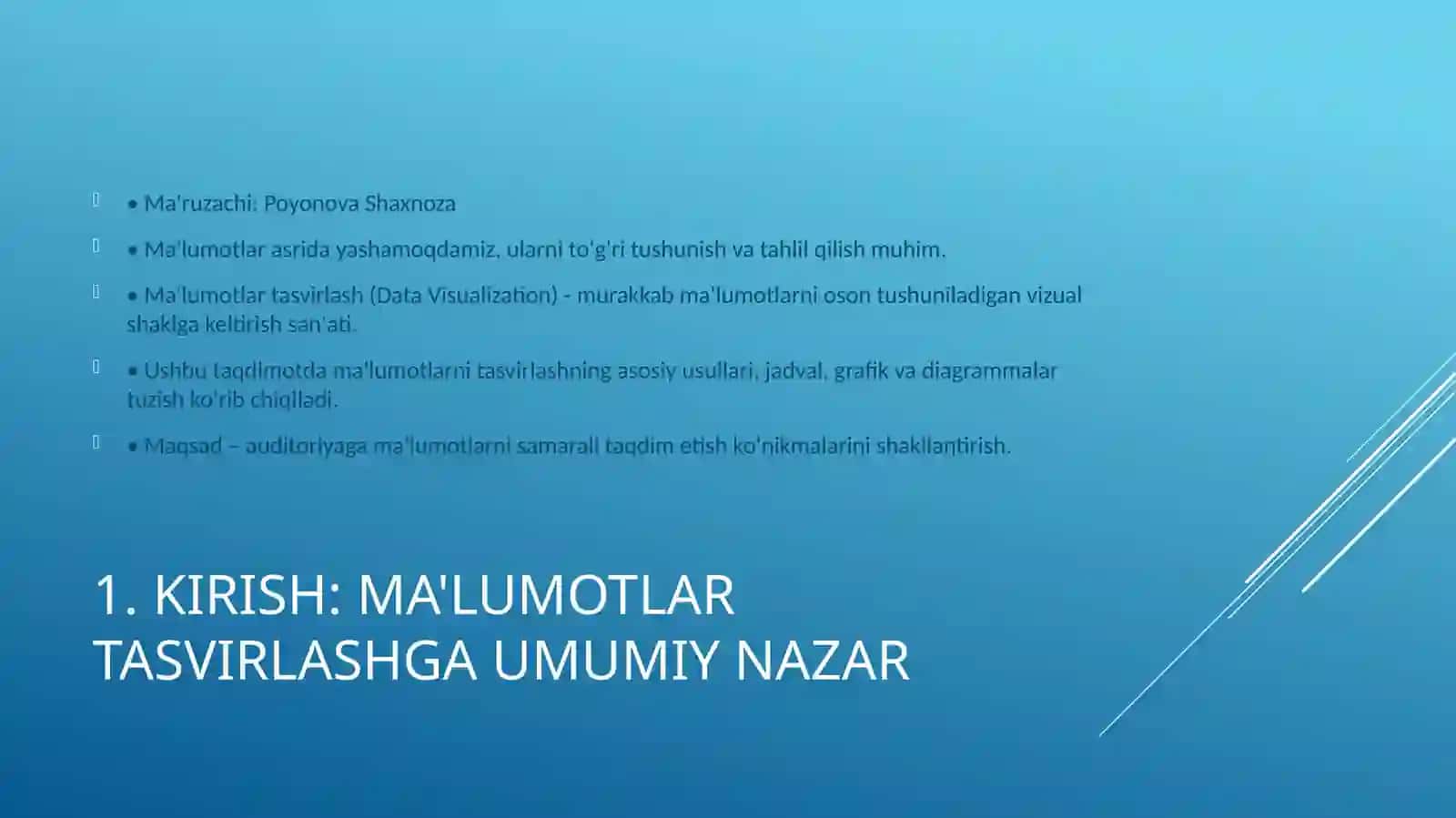 Ma'lumotlar tasvirlash usullari 2