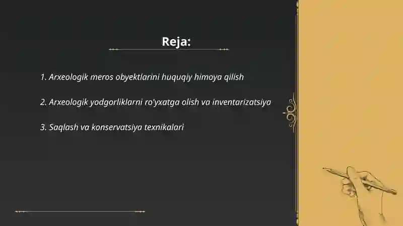 Arxeologiya merosi obyektlarini muhofaza qilish 2