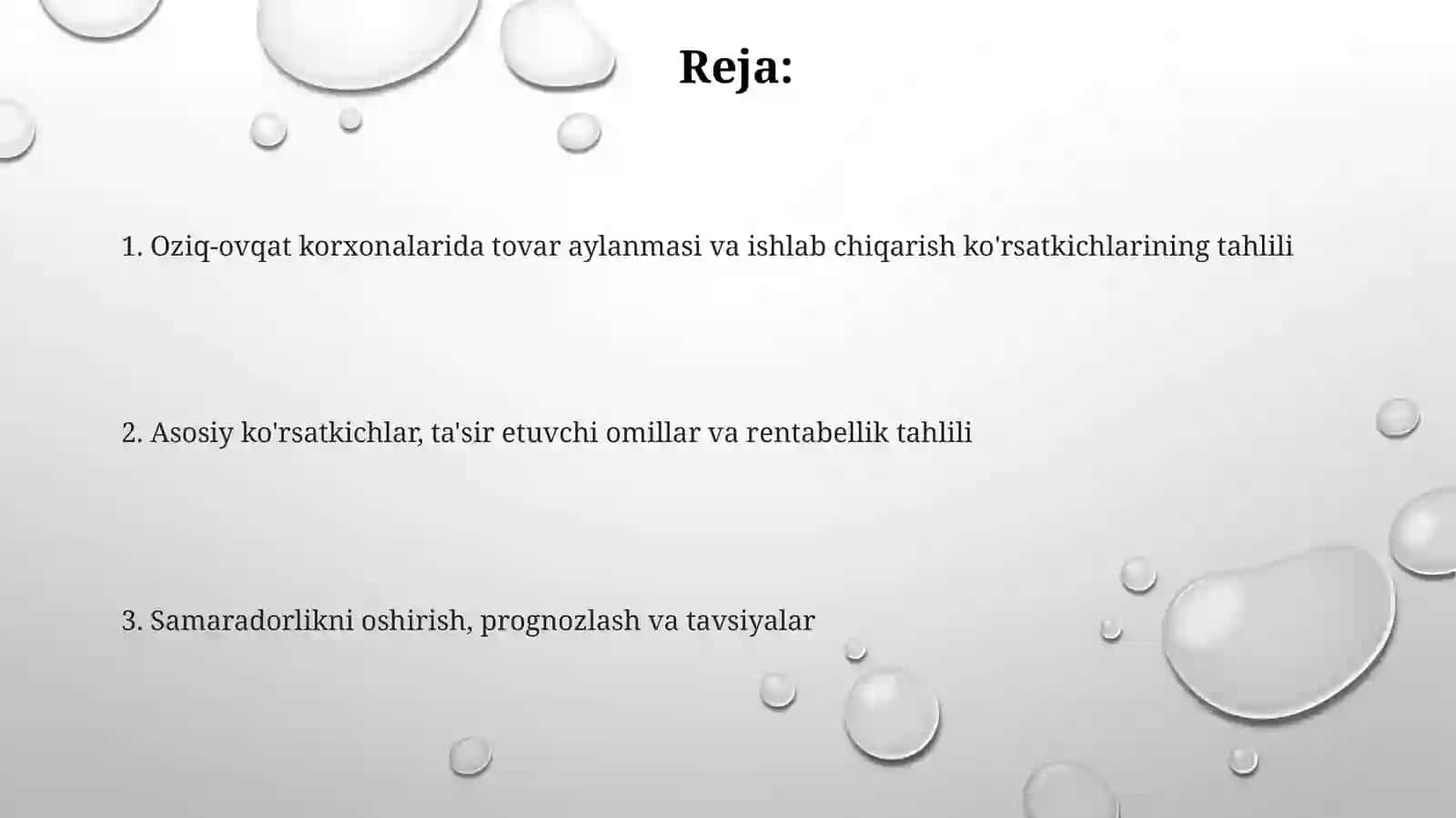 Oziq-ovqat korxonalarida tovar aylanmasi va ishlab chiqarish ko'rsatkichlarining tahlili 2