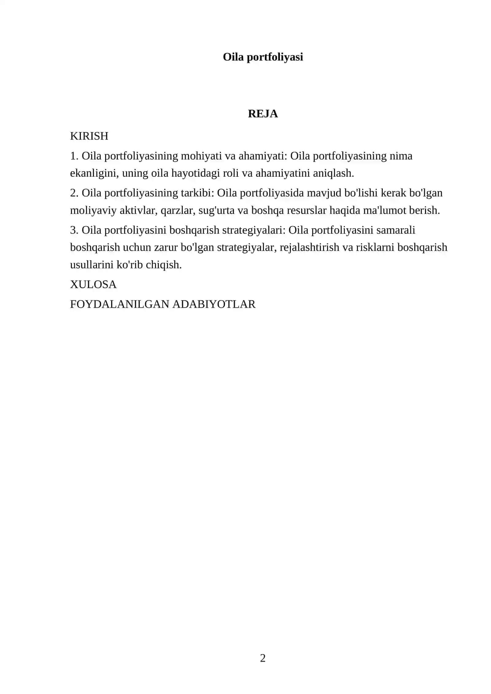Oila portfoliyasi 2