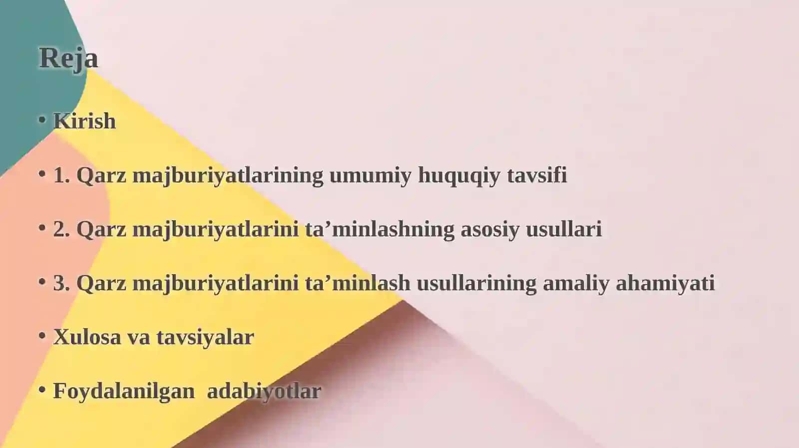 Qarzmajburiyatlarining bajarilishini ta’minlash usullari 2
