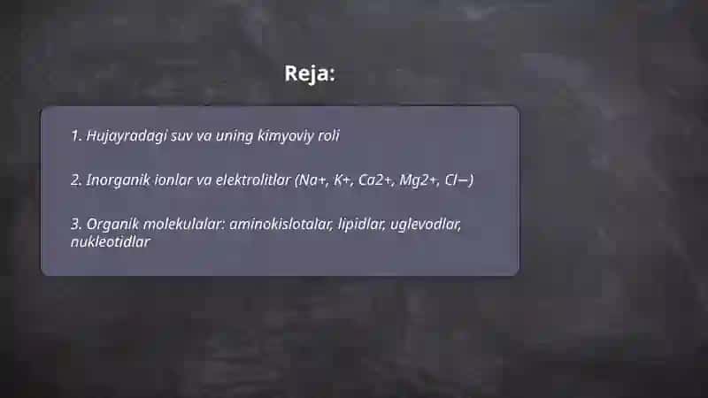 Hujayraning kimyoviy tarkibi 2