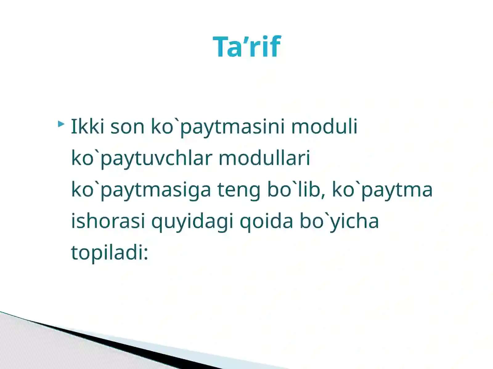 Musbat va manfiy sonlarni ko’paytirish va bo’lish 2
