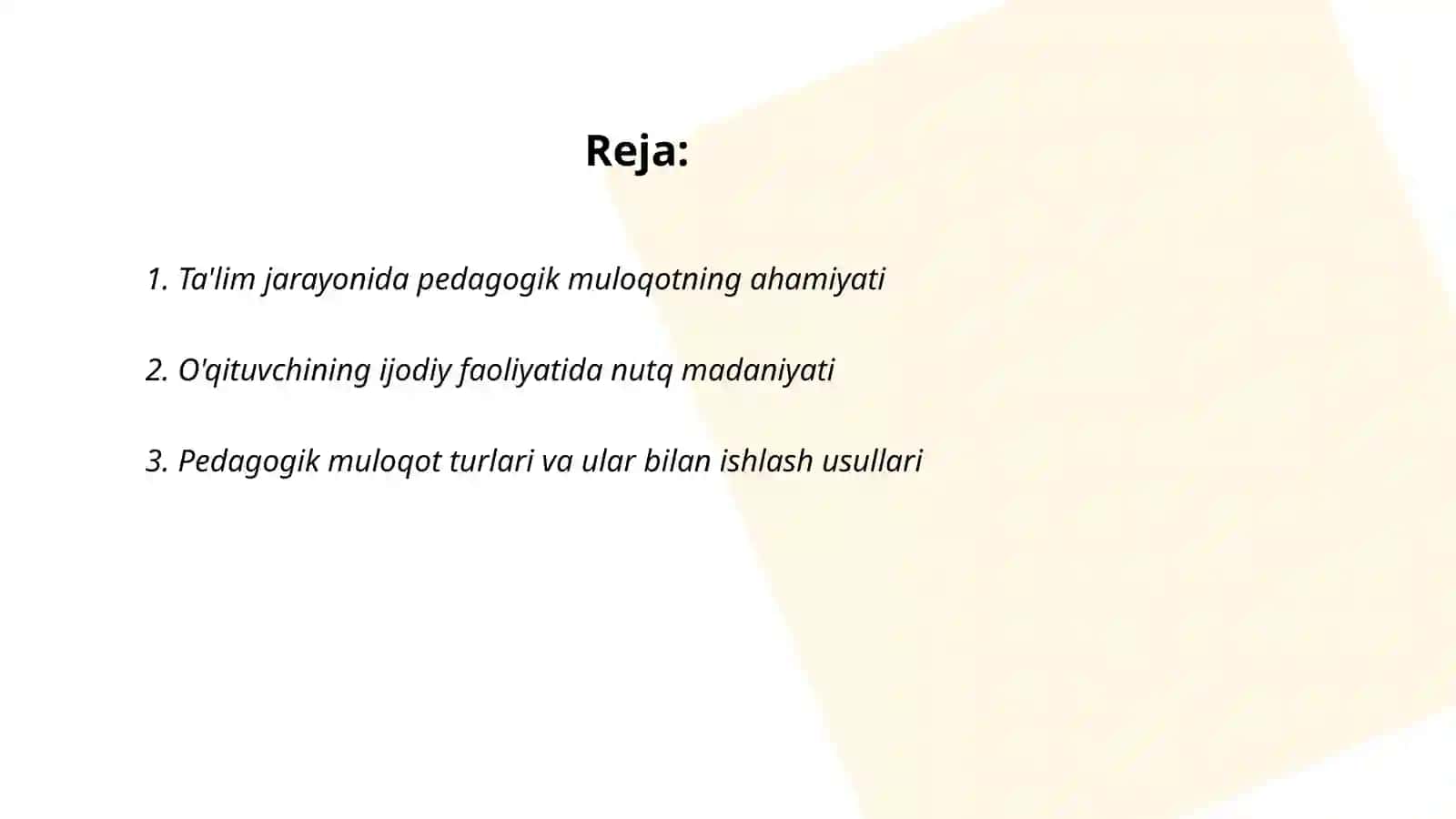 PEDAGOGIK MULOQOT – O‘QITUVCHINING IJODIY FAOLIYATI SIFATIDA 2