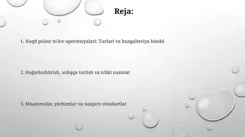 Naqd pulsiz hisob-kitob operatsiyalari 2