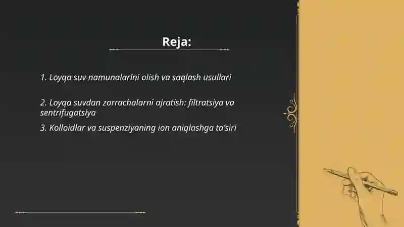 Loyqa suvdagi ionlarni topish 2