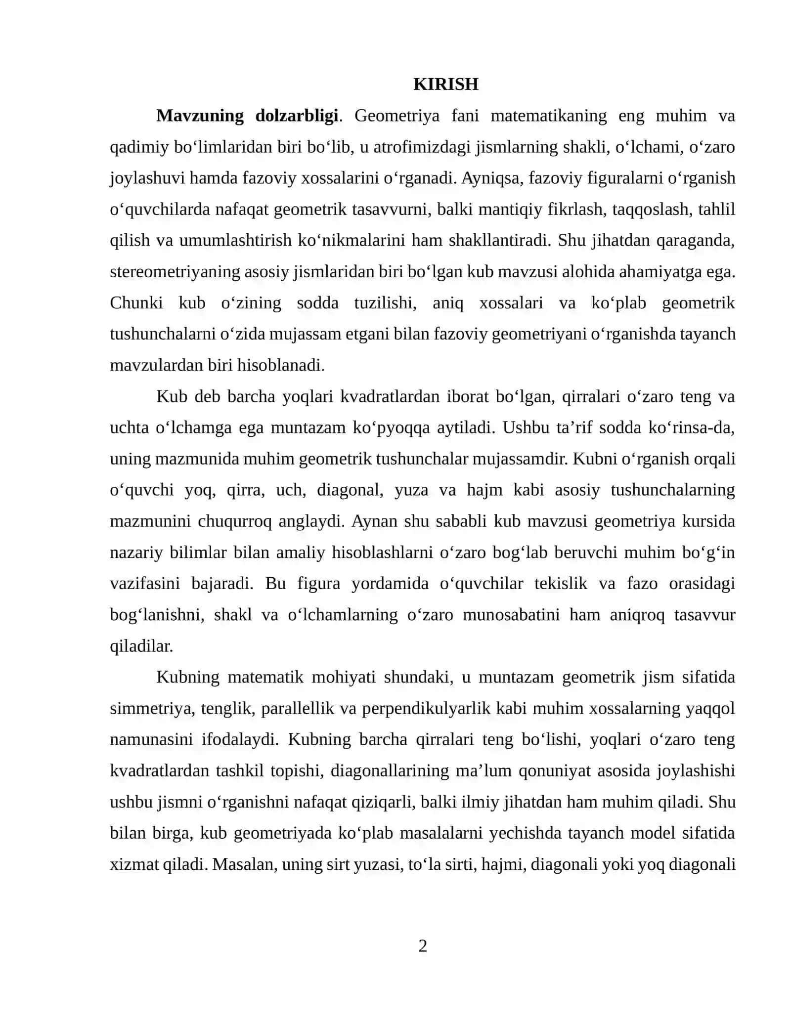 Kub va unung elementlari 2