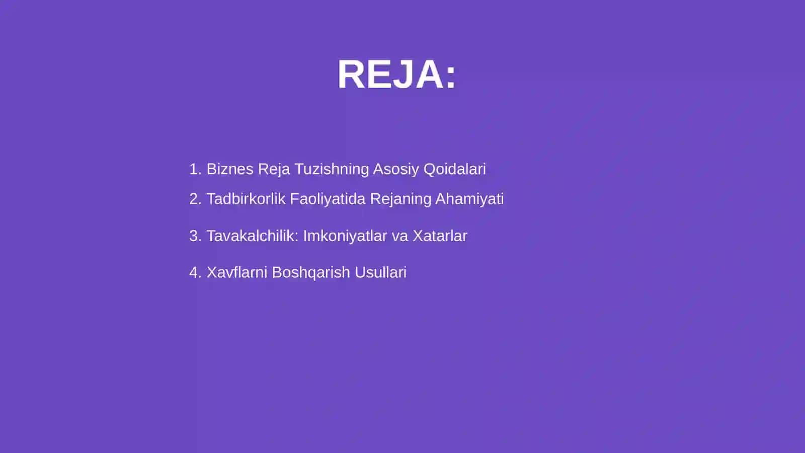 Biznes Reja Tuzishning Asosiy Qoidalari 2