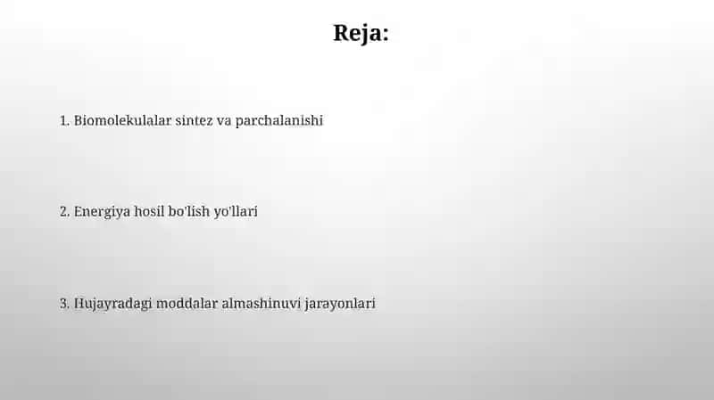 Hujayrada moddalar almashinuvi 2