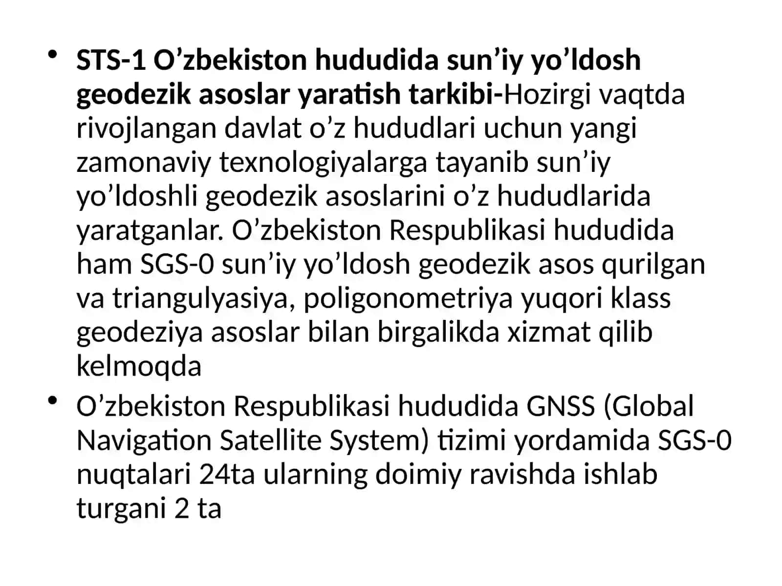 Respublikada sun’iy yo‘ldosh geodeziya asosini yaratish 2
