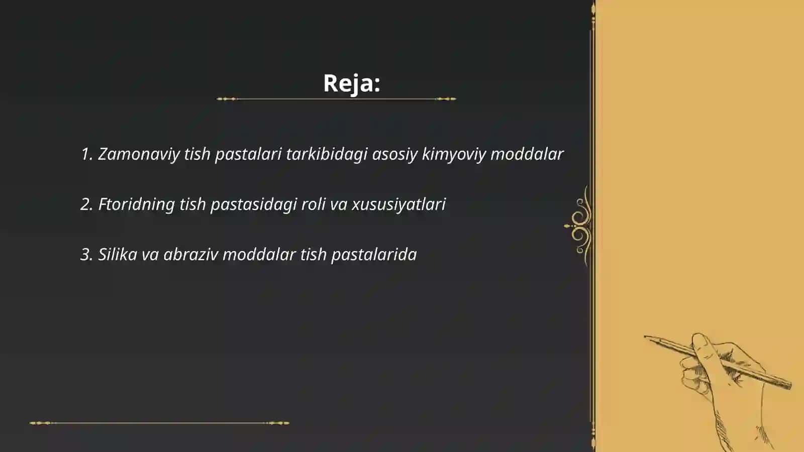 Zamonaviy tish pastalari kimyoviy tarkibi va hususiyati 2