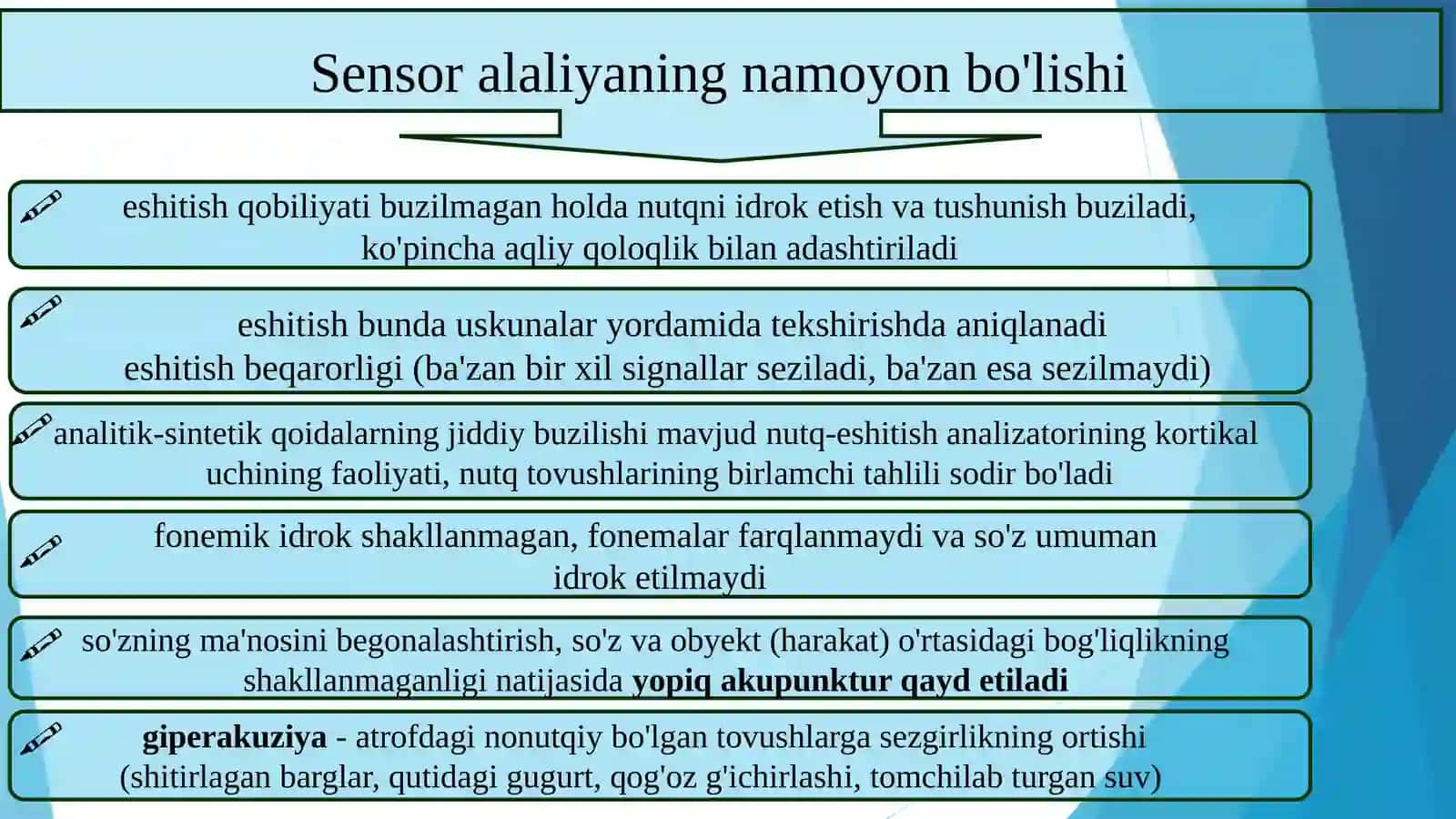 Sensoralaliyaning namoyon bo'lishi 2