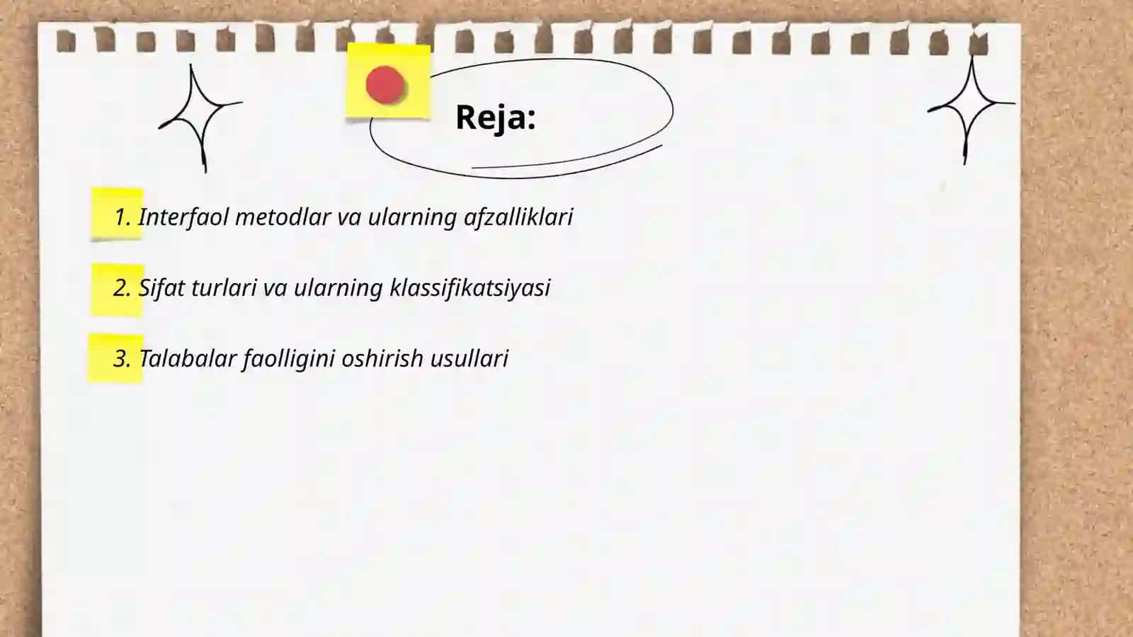 Interfaol Metodlar va Sifat Turklar 2