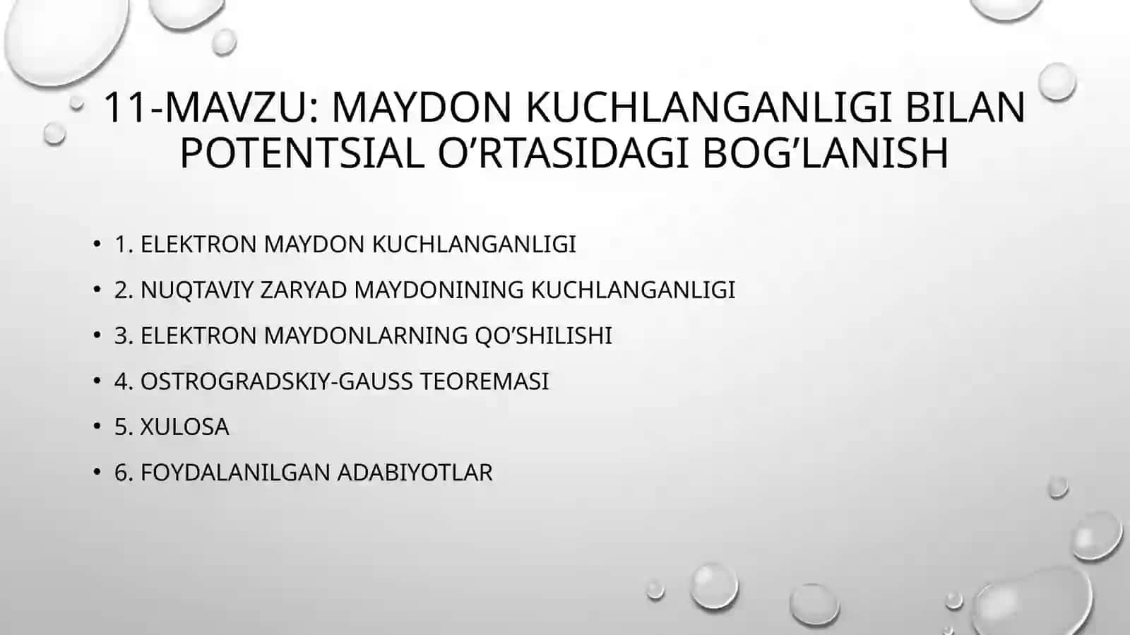 Maydon kuchlanganligi bilan potensial o’rtasidagi bog’lanish 2