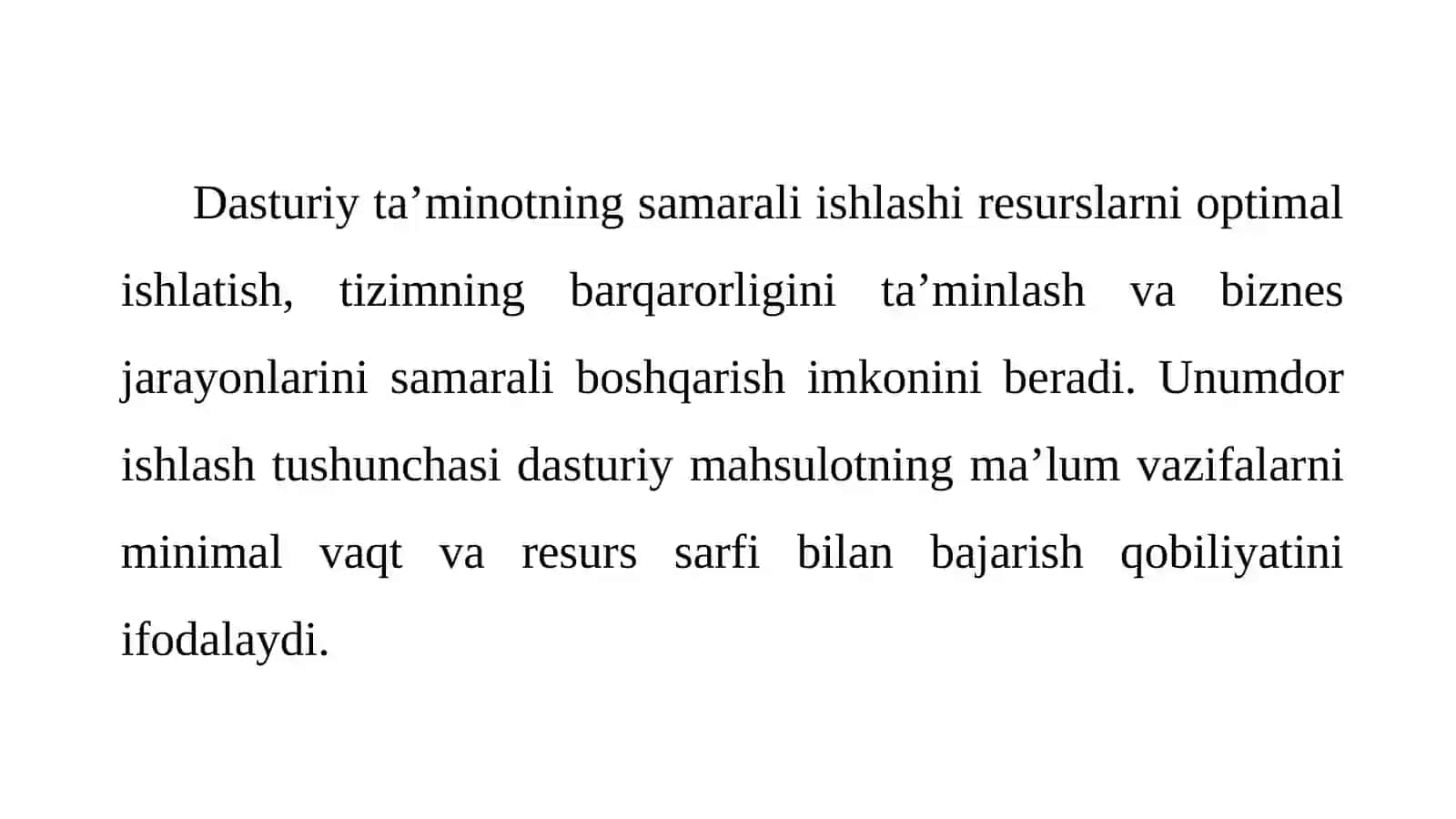 Dasturiy Ta’minotning Samarali Ishlashi 2