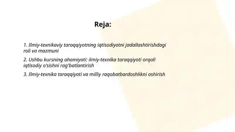 Iqtisodiyotni Jadallashtirish 2