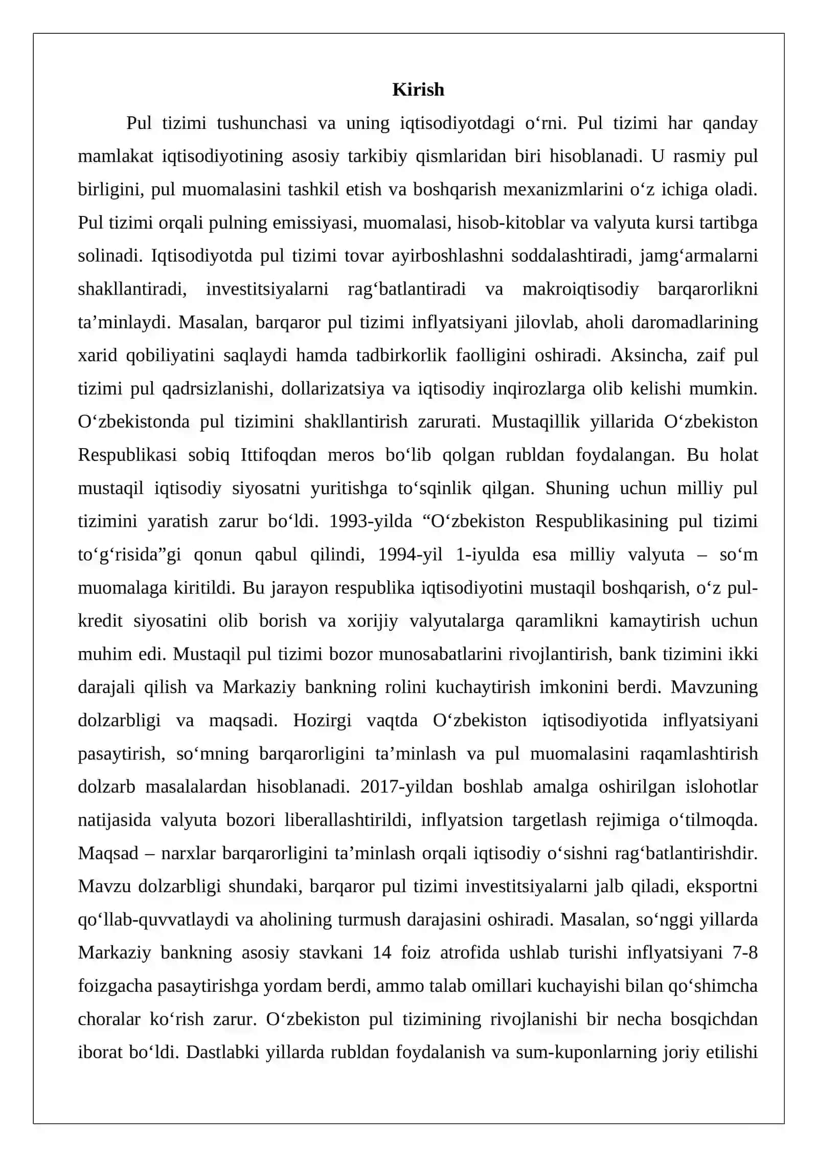 O‘zbekiston Respublikasida pul tizimi 2
