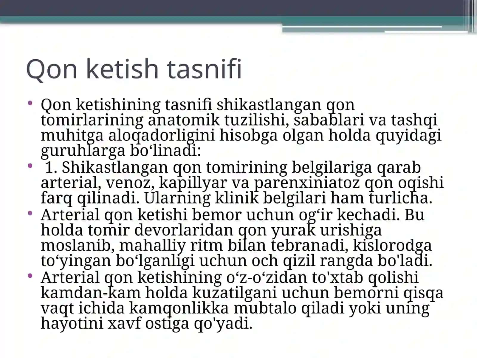 Qon ketishi va qon yo’qotish 2