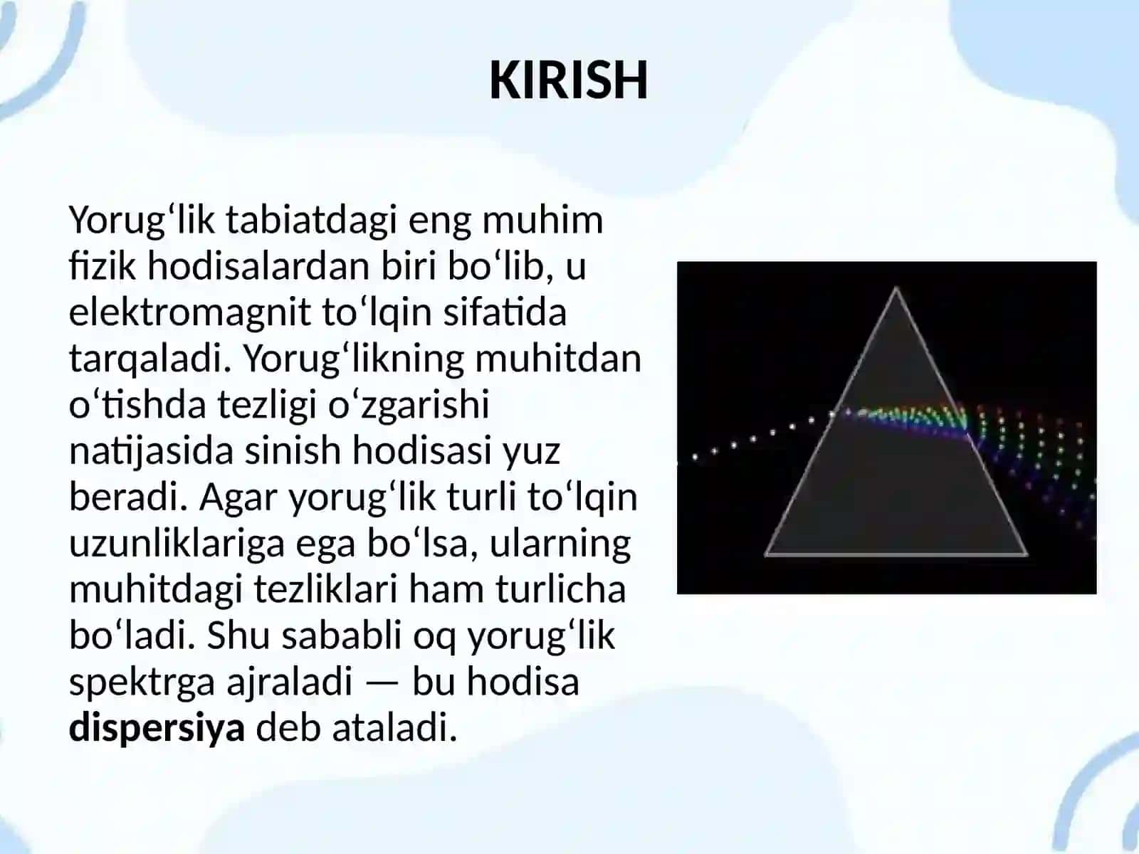 YORUG‘LIK DISPERSIYASINING KLASSIK NAZARIYASINI O‘RGANISH 2