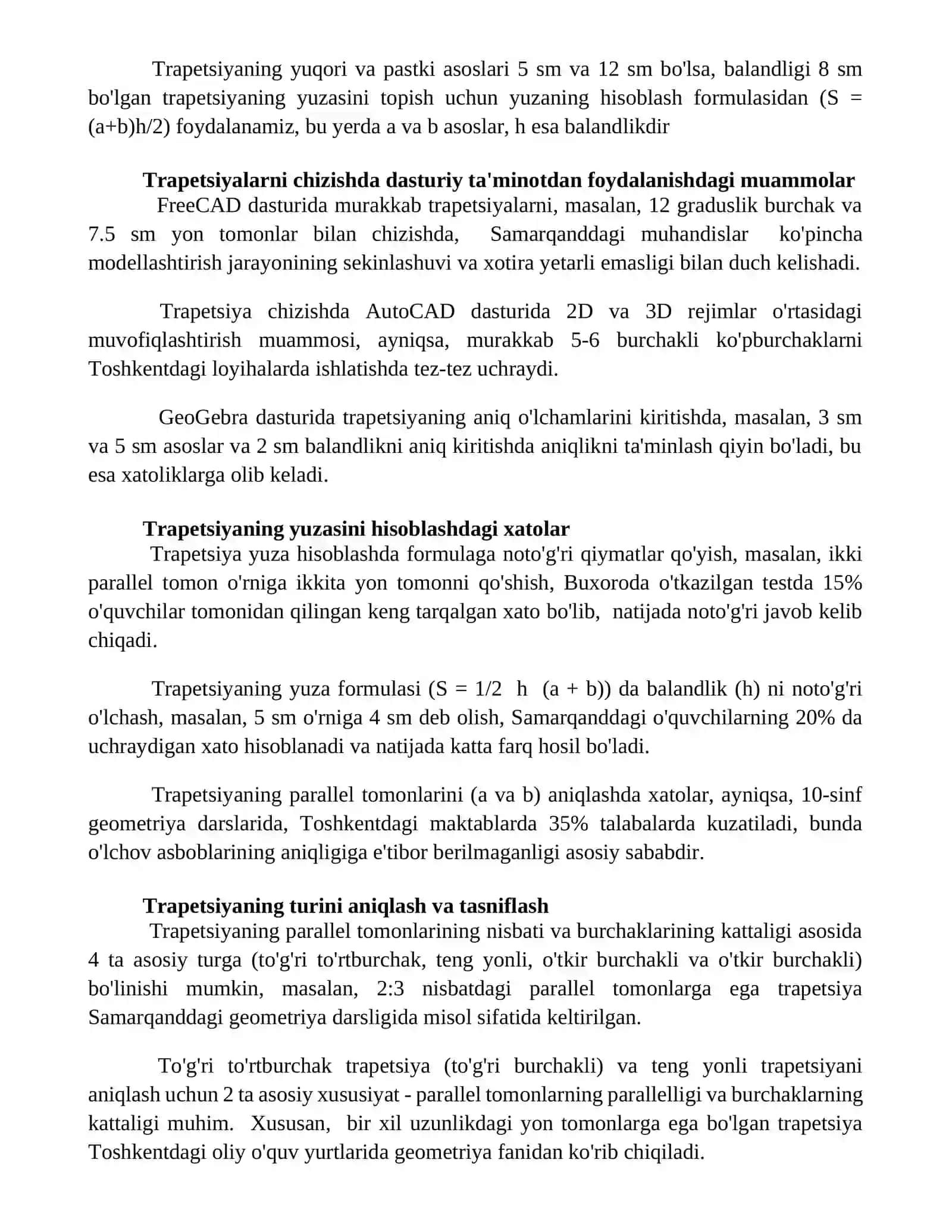 Trapetsiya yasashga doir masalalar 2