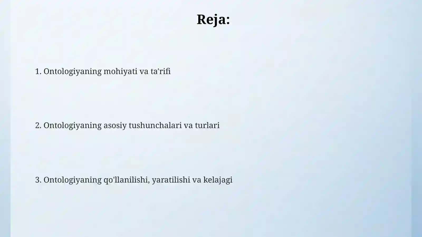 Ontologiyaning mohiyati va ta'rifi 2