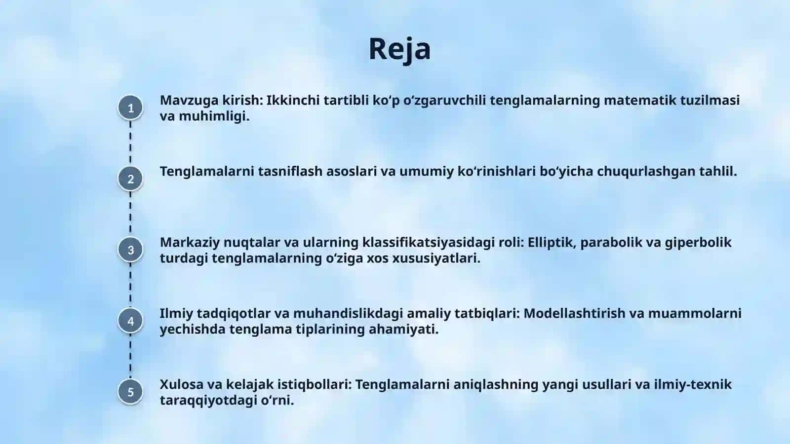 Ikkinchi tartibli koʻp oʻzgaruvchili tenglamalarning tiplarini aniqlash 2