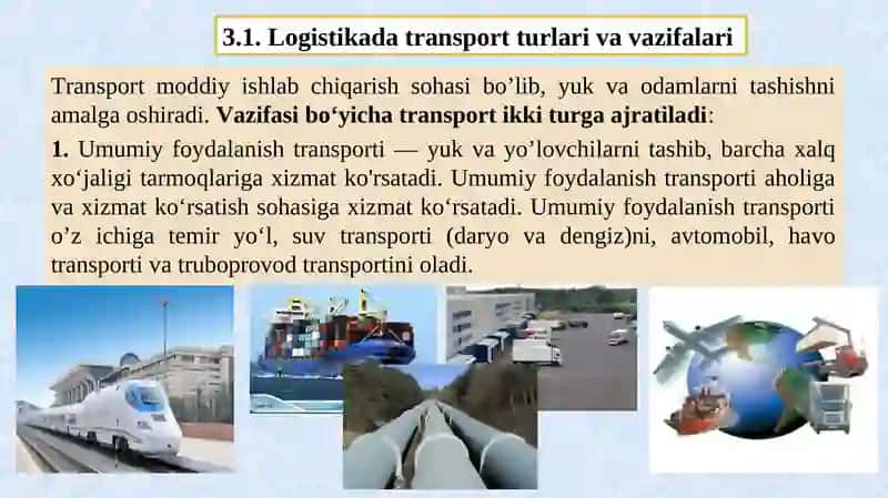 MAVZU.TRANSPORT LOGISTIKASI 2