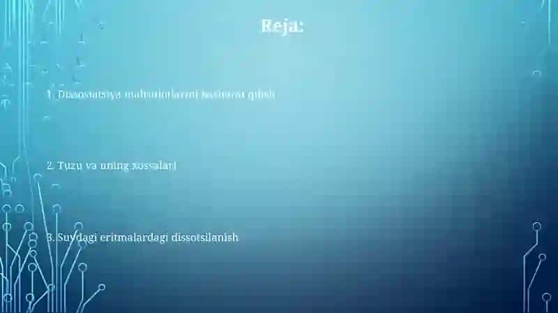 Tuzlarning dissotsiyalanish tenglamasini tuzish 2
