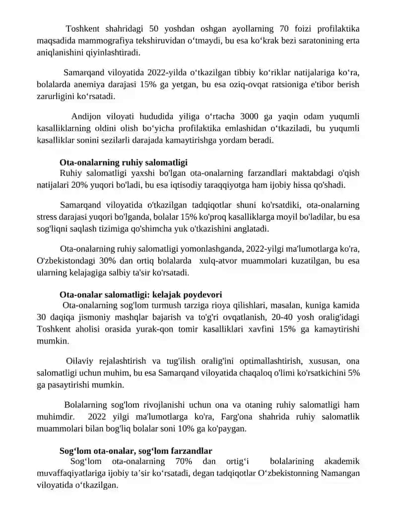Onalar salomatligi kelajak poydevori 2