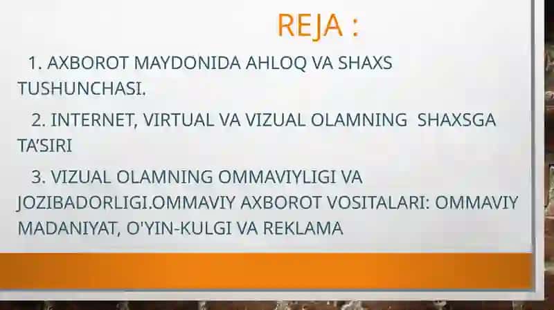 Media makonda axborot taqdim etish 2