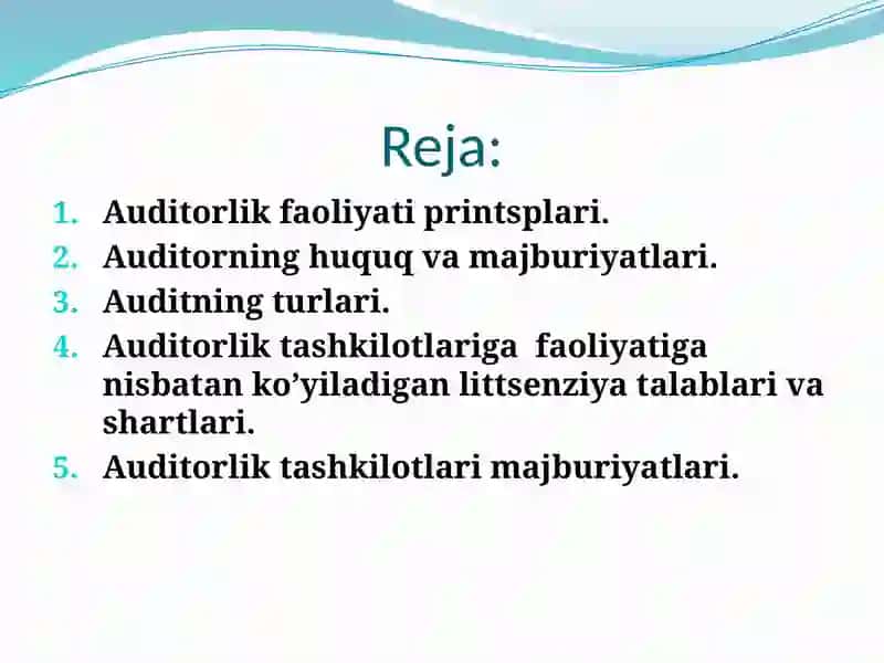BANK AUDITINING TASHKIL QILINISHI VA TURLARI 2