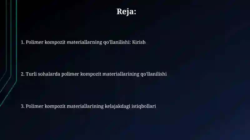 Polimer kompozit materiallarining qo'llanilishi 2