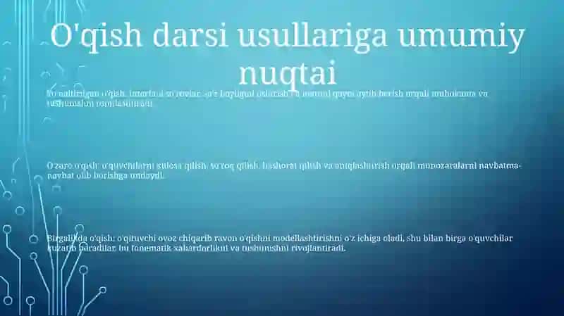 OʻQish Darslarida QoʻLlanadigan Metodlarga Tavsif 2