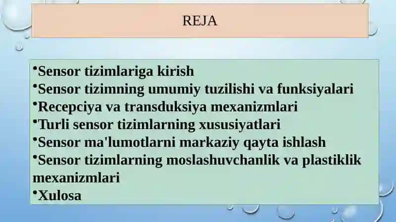 SENSOR TIZIMI FIZIOLOGIYASI 2