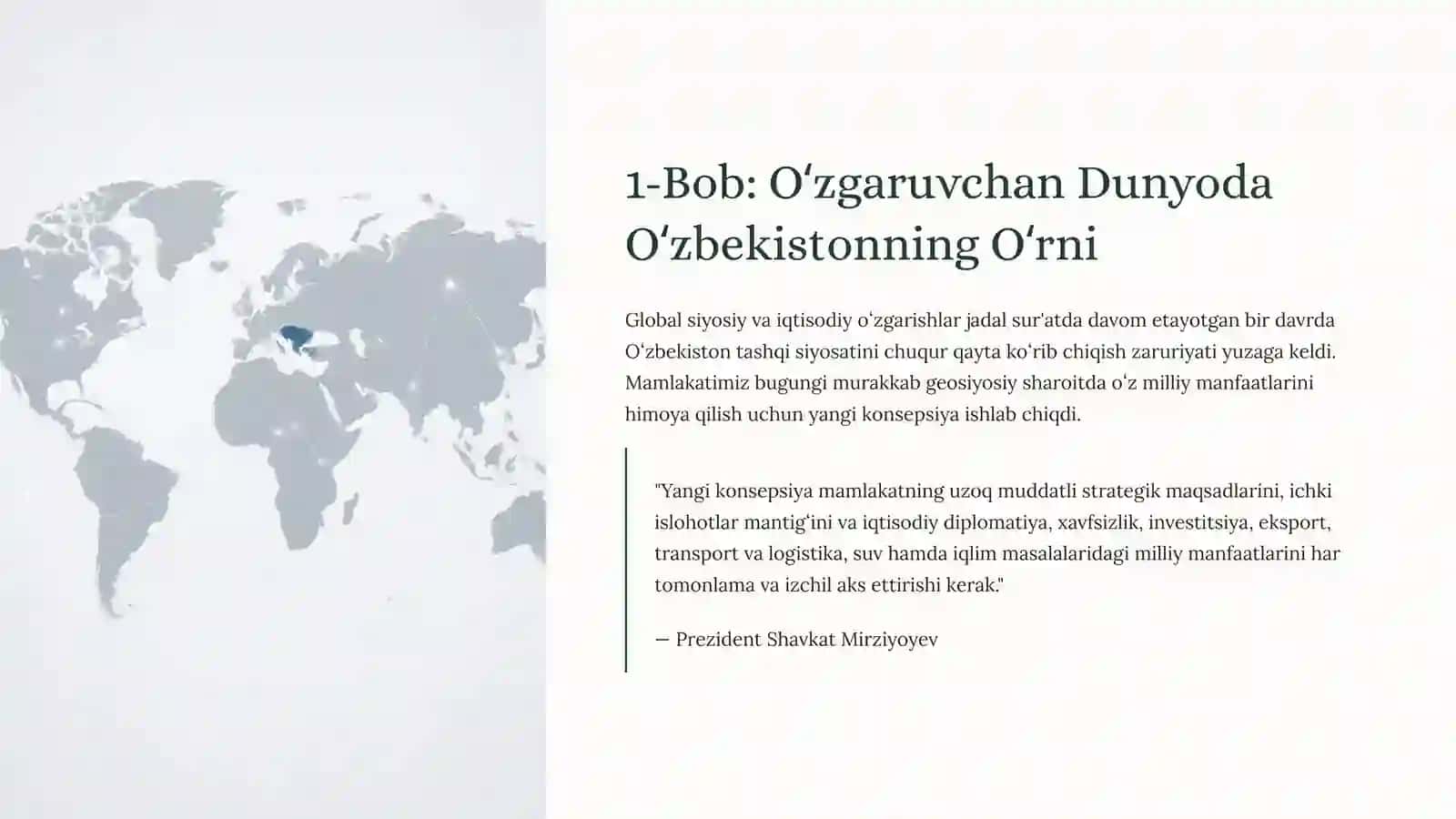Yangi Oʻzbekiston Tashqi Siyosati: Konstruktiv Fan va Global Hamkorlik 2