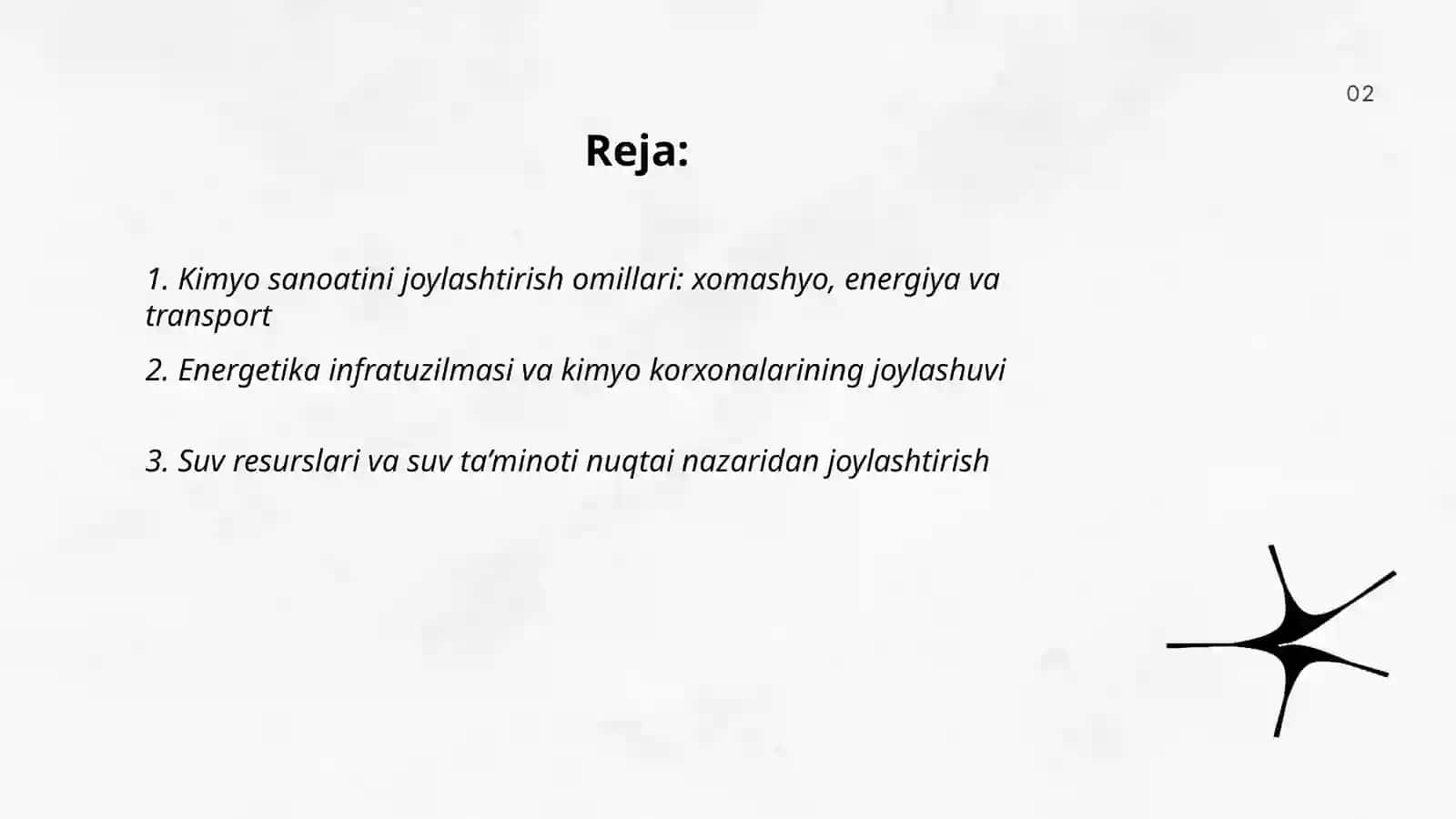 Sanoat tarmoqlarini joylashtirish: Kimyo sanoati 2