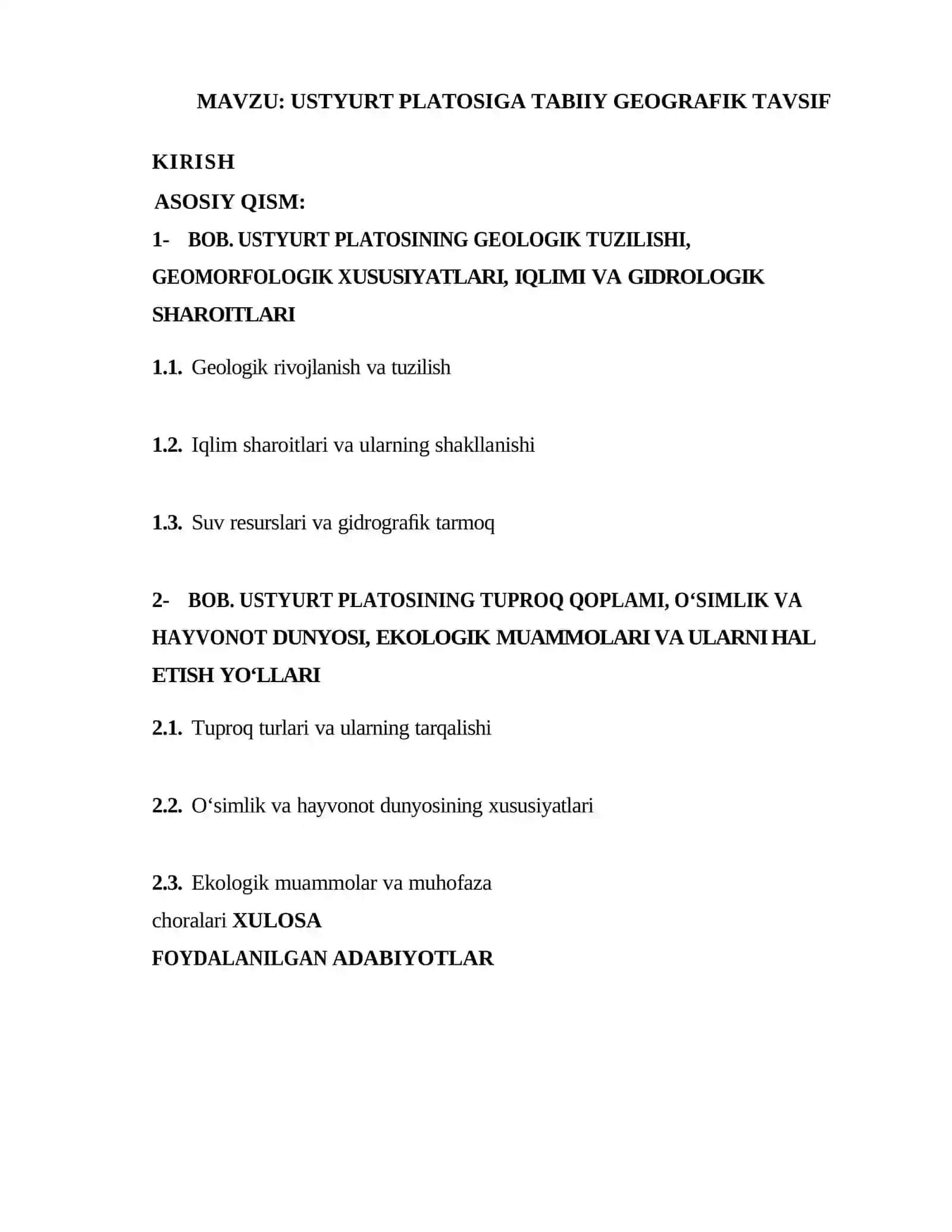Ustyurt platosiga tabiiy geografik tavsif 2