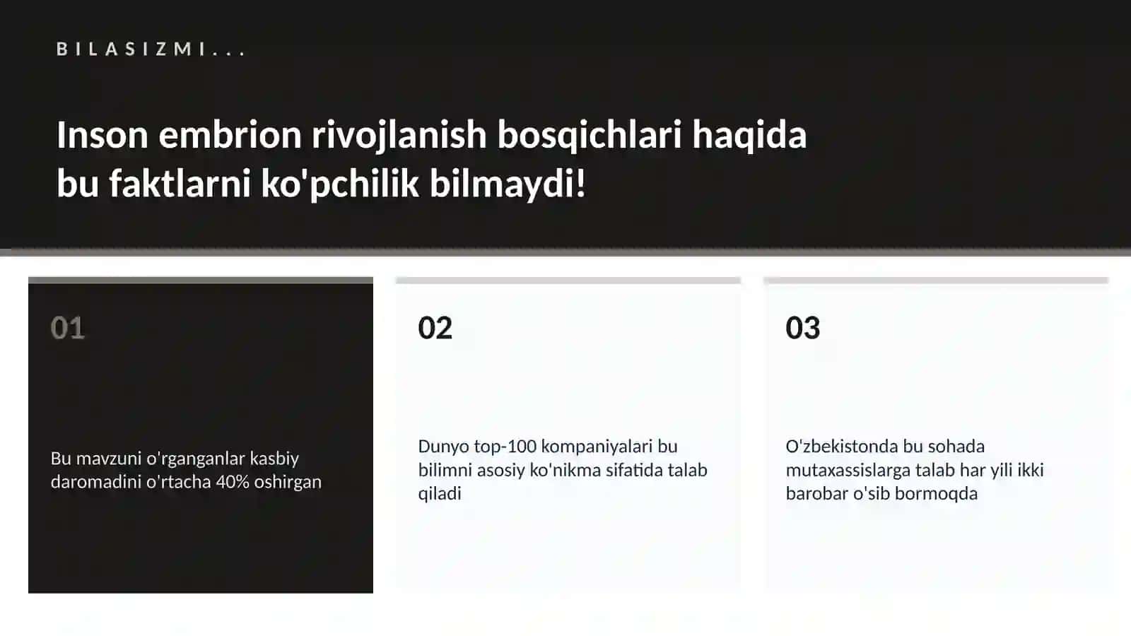 Inson embrion rivojlanish bosqichlari 2