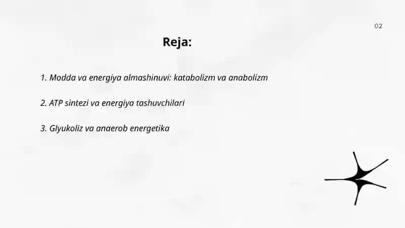 Modda va energiya almashinuvi, ovqatlanish, termoregulyatsiya va kolorimetriya 2