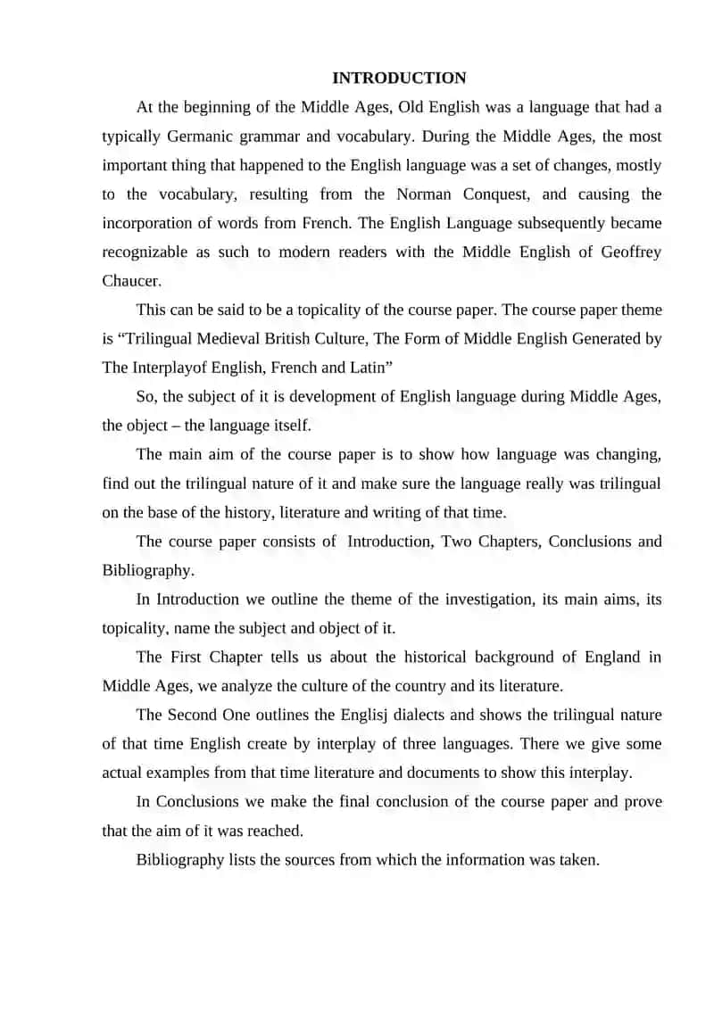 Trilingual Medieval British Culture Course Paper 2