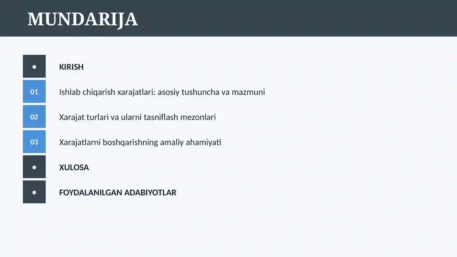 ISHLAB CHIQARISH XARAJATLARINING TUSHUNCHASI VA UNING TARKIBI, TURLARI 2