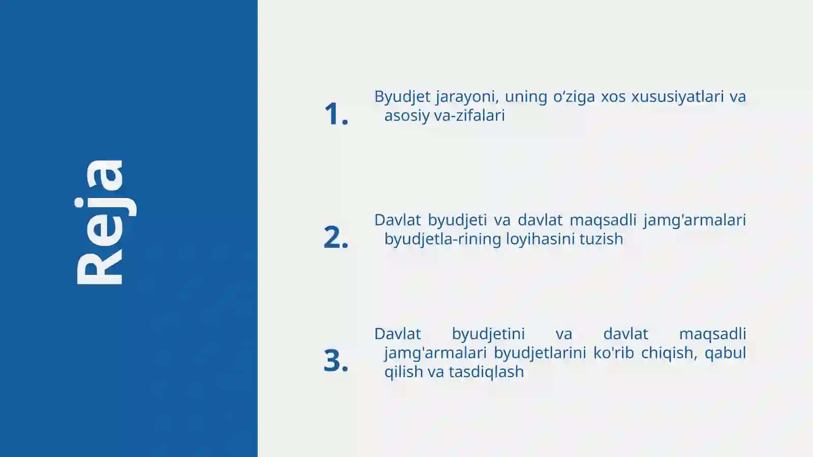 OʻZBEKISTONRESPUBLIKASIDA BYUDJET JARAYONI 2