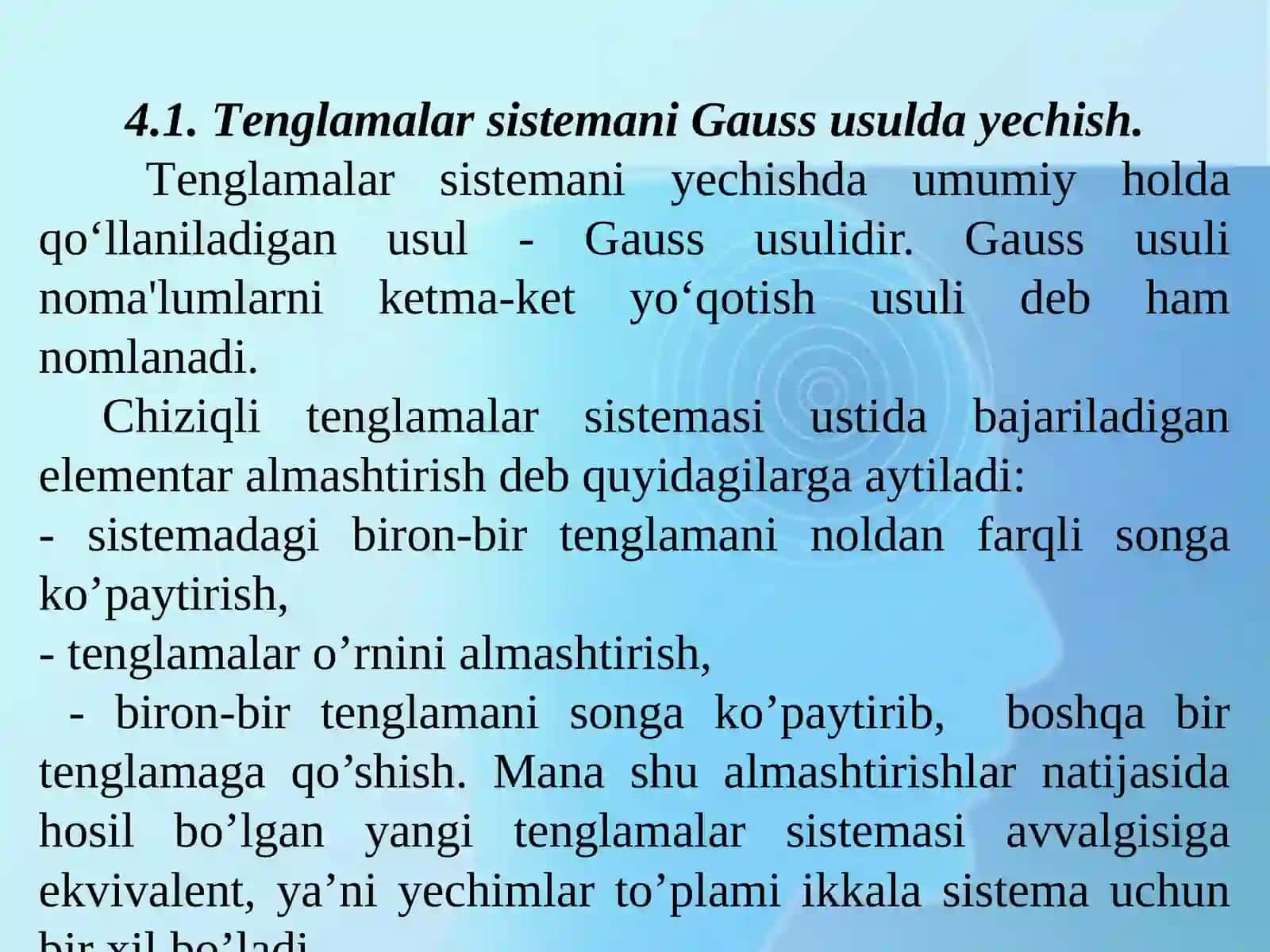 Chiziqli algebraik tenglamalar sistemasi 2