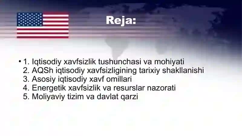 Amerika iqtisodiy xavfsizligi 2