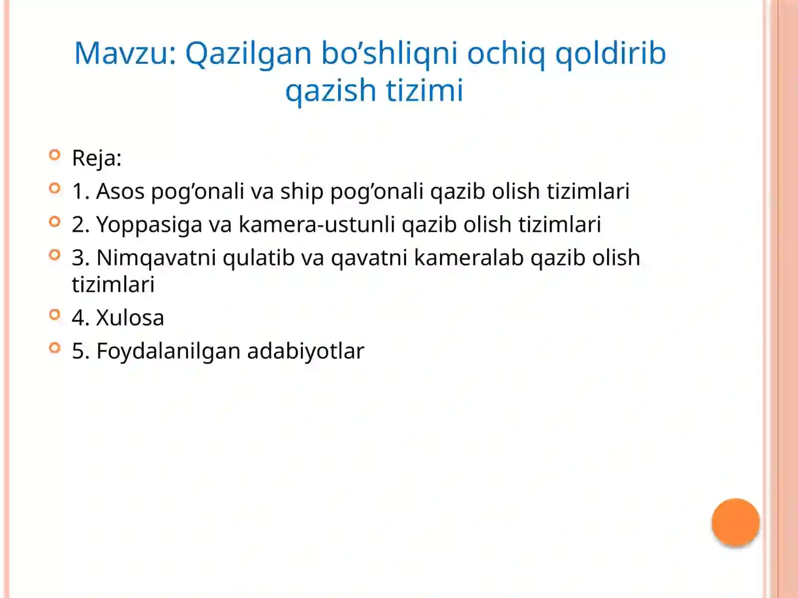 Yer osti konchilik ishlari jaraynlari 2