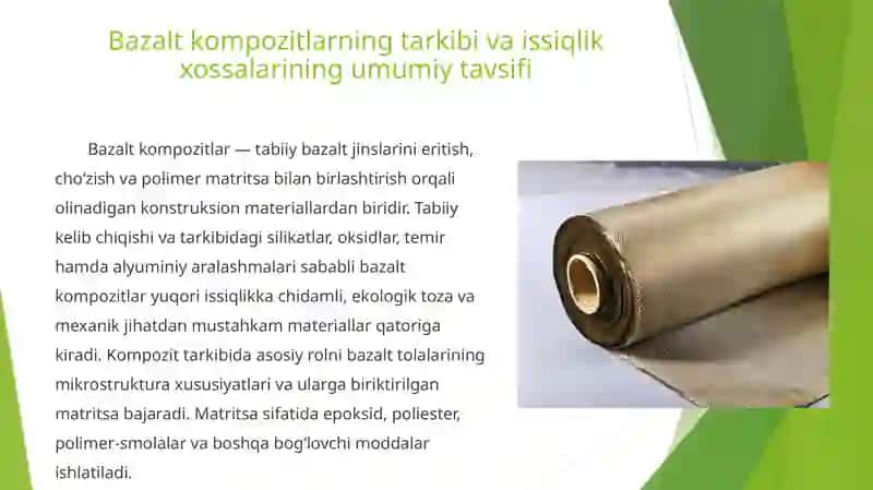 Bazalt kompozitlarning issiqlik xossalari va termik stabilizatsiya jarayoni 2