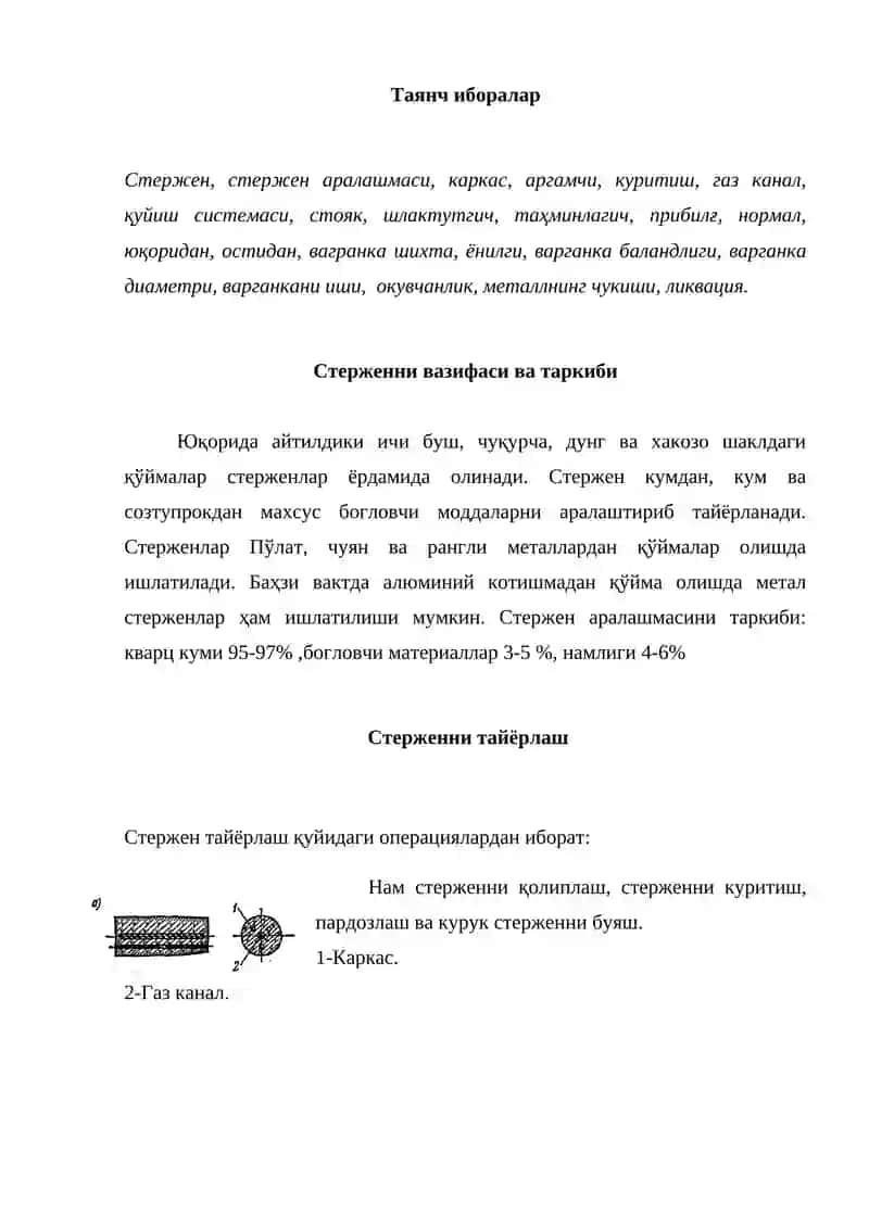 Стержен тайёрлаш технологияси 2