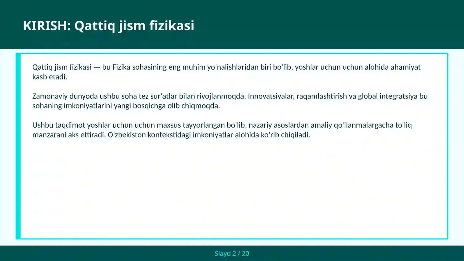 QATTIQ JISM FIZIKASI 2