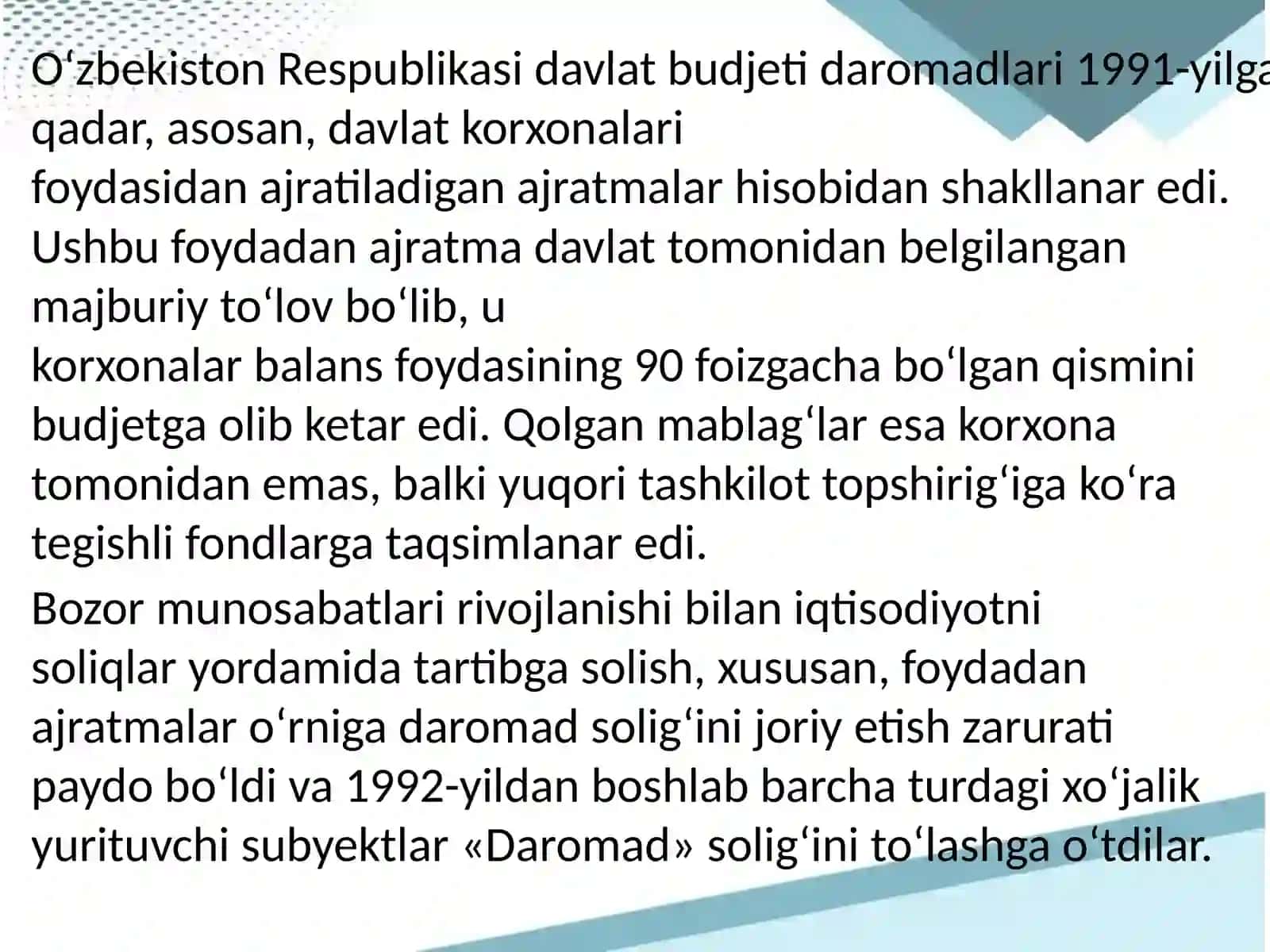 Yuridik shaxslardan olinadigan foyda solig'i 2